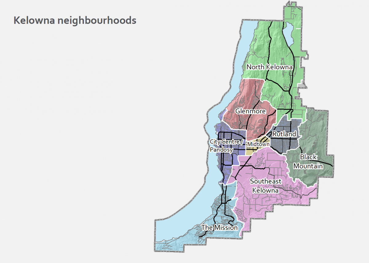 Map of Kelowna Neighbourhoods