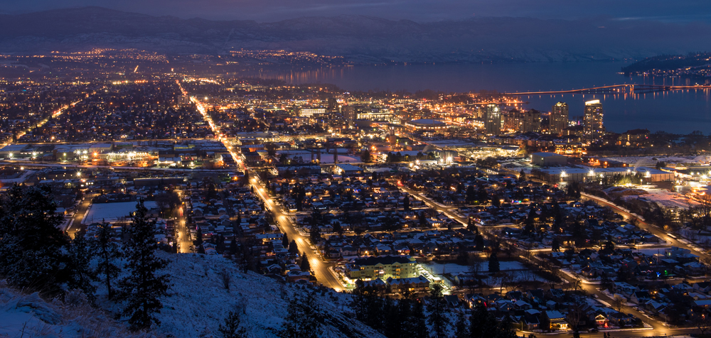 Street lights in Kelowna after LED conversion