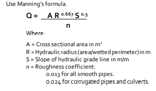 Pipe and Channel Capacity (Manning's Formula)
