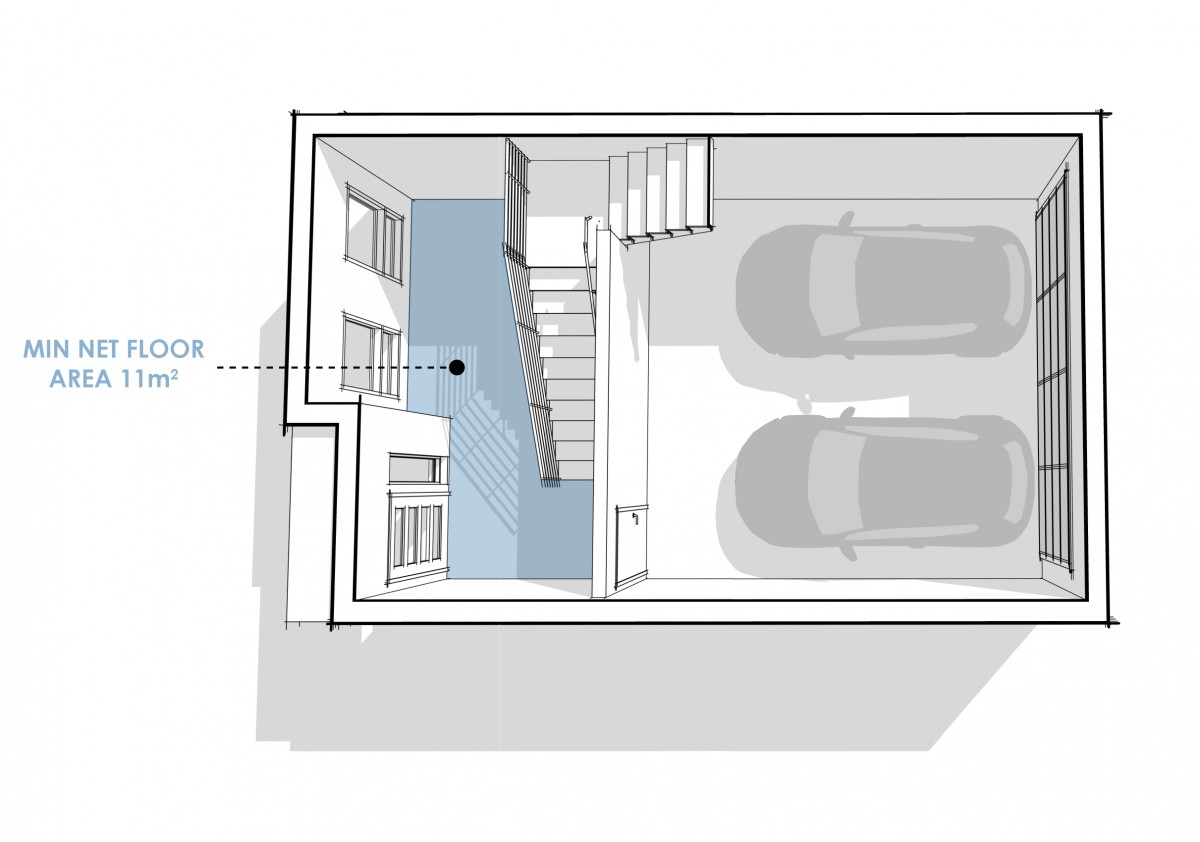 Zoning Bylaw - Figure 5.13 - EXAMPLE OF MIN NET FLOOR AREA ON FIRST FLOOR FOR REDUCED GROUND Oriented Housing