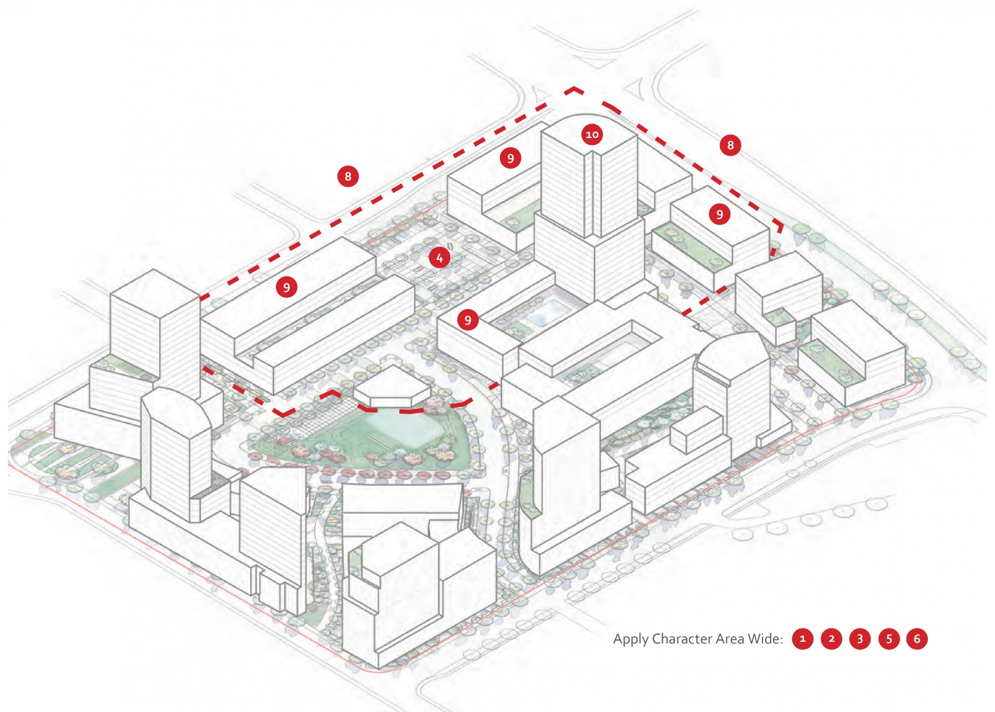 2040 OCP - Comprehensive Zone 26 - diagram of Commercial Core area and key guidelines