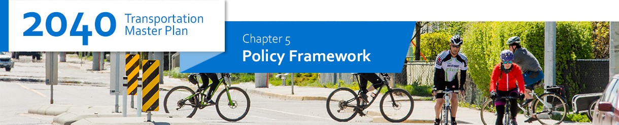 2040 TMP - Policy Framework header image, photo of people on bicycles