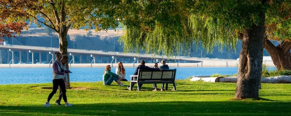 people on a park bench