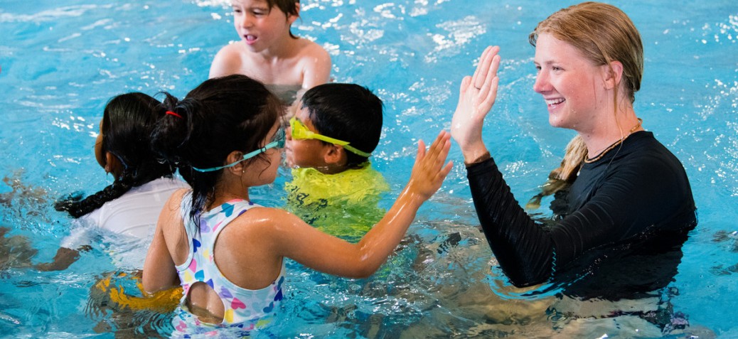 Banner image of swim lessons in the PRC pool
