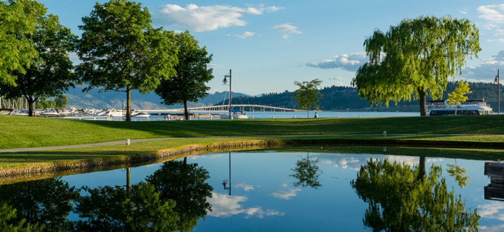 Waterfront Park view from island stage towards the lake