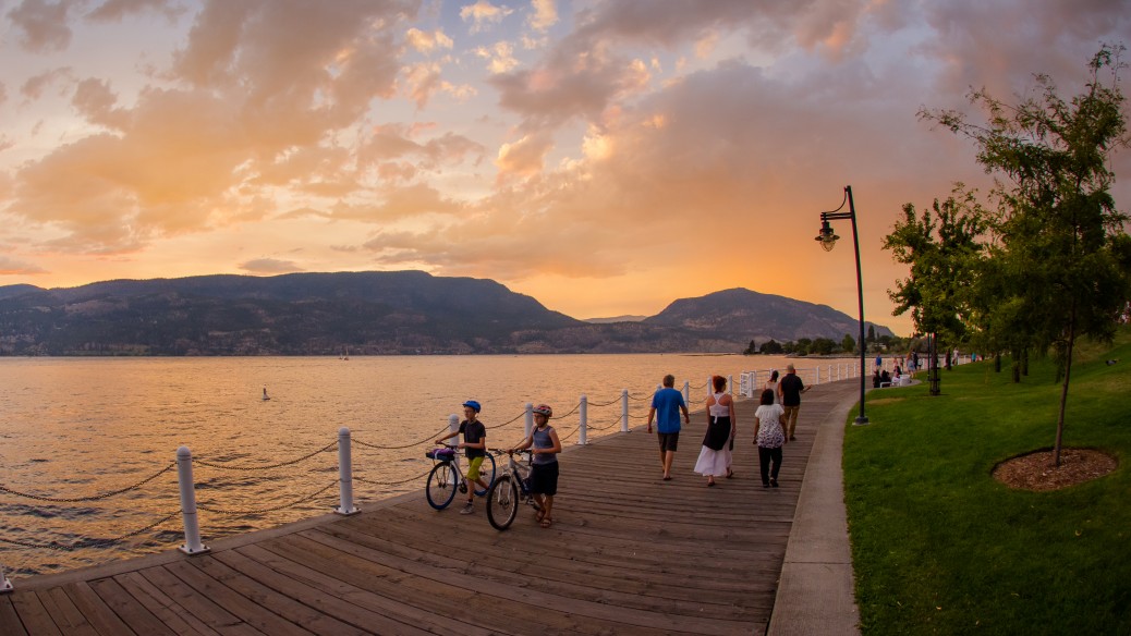 Kelowna boardwalk Kelowna boardwalk during summer sunset