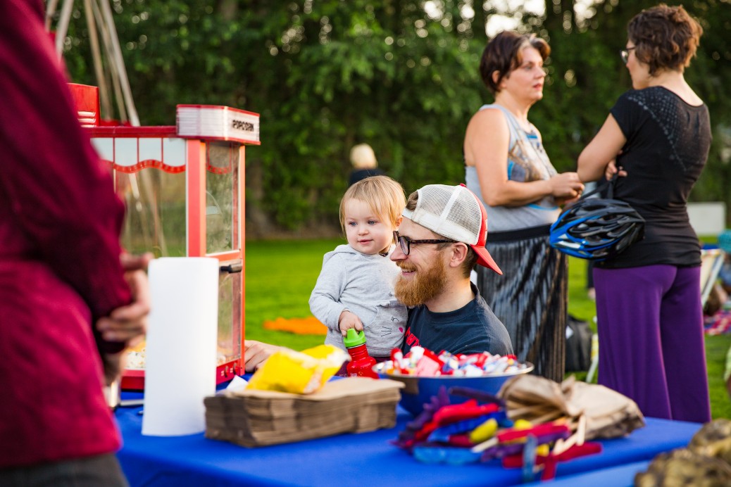 Child and parent at neighbourhood event