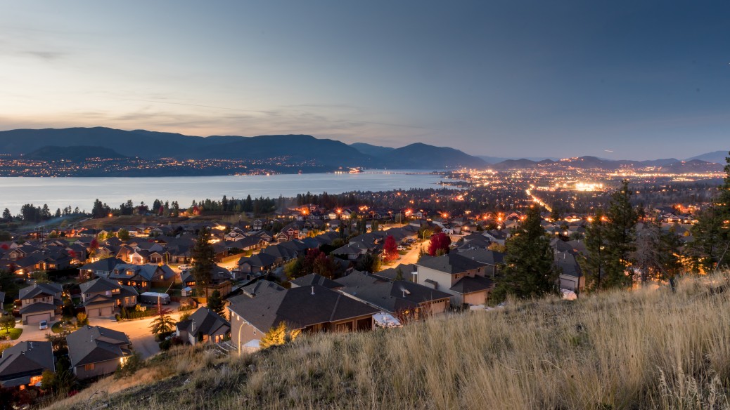 City view at sunset