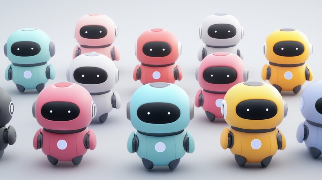 An AI generated image of colourful chatbots
