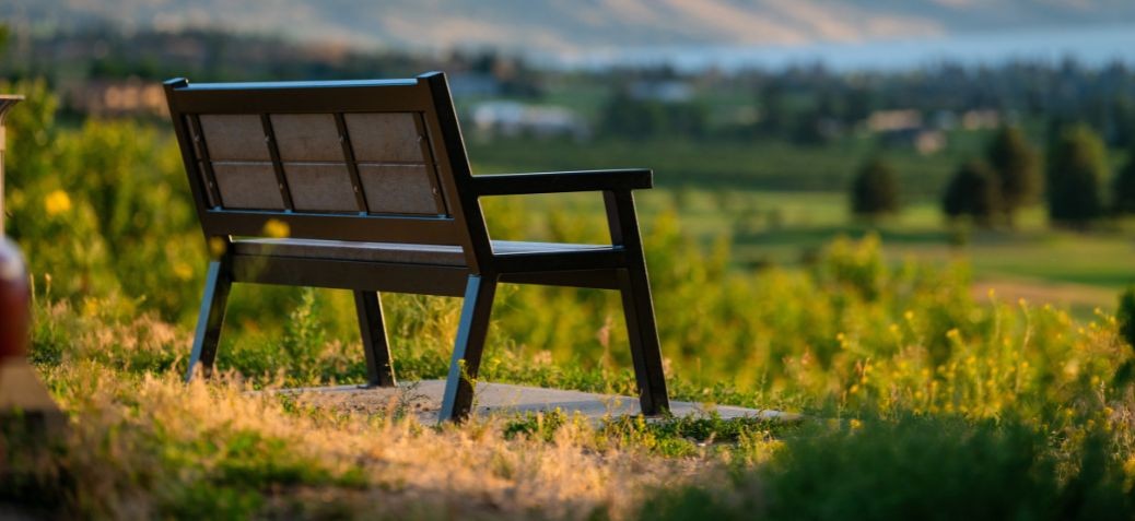 park bench overlooking kelowna