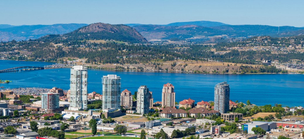 Image of Okanagan Lake with downtown Kelowna in the foreground