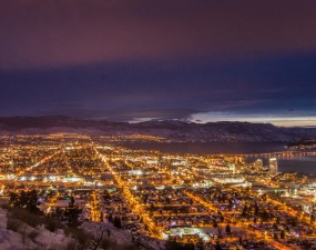 City views with night light from Knox Mountain