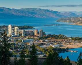 Summer city view of Kelowna from Knox Mountain